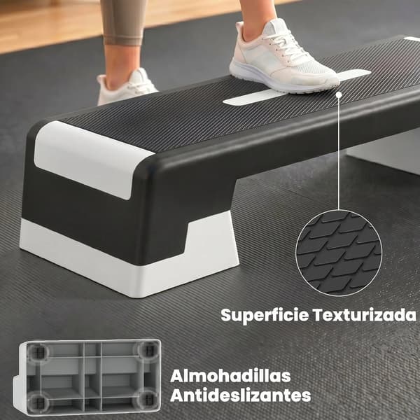 Aerobisk stepbräda, justerbar höjd, halkfri design, svart