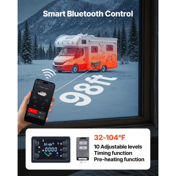 Dieselvärmare, Bärbar Design, Bluetooth Kontroll,8KW