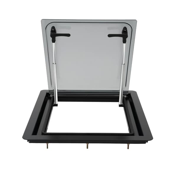 Ventilationsvindue, vinkeljusterbart, integreret solskærm,Sort