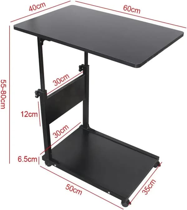 Sidebord, Justerbar Højde, 2-Niveau Design,sort