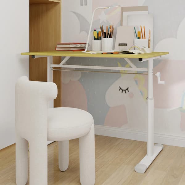 Justerbart Studiebord, Højdejusterbart, Multifunktionelt Design,Træ+ 60*100cm