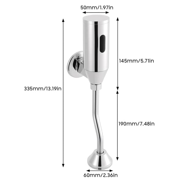 Urinal Spuleventil, Vandbesparende, Justerbar Sensor,Sølv