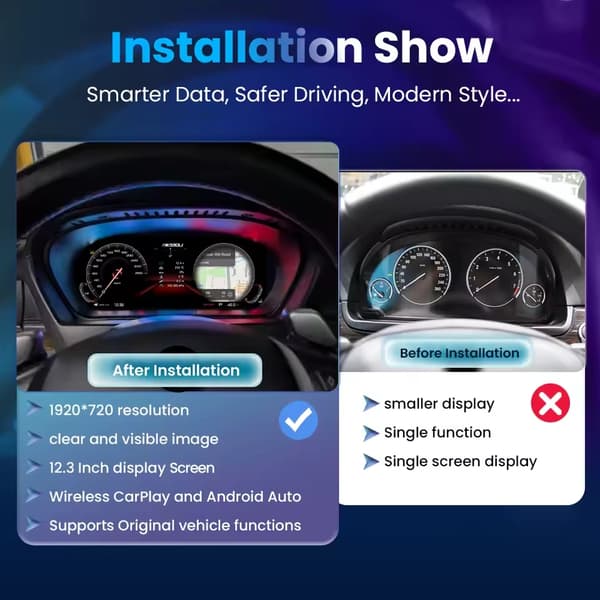 Trådløs CarPlay, Digitalt Instrument Cluster, Kompatibel med X5 E70, Android Spejling, X5 E70