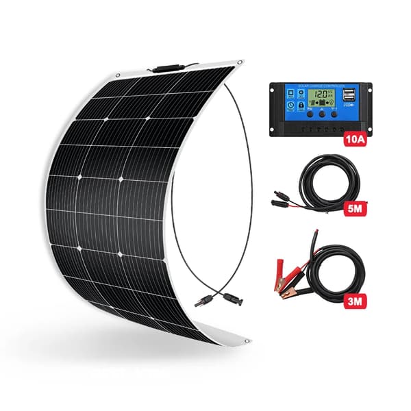Flexibel Solpanel, 100W Effekt, Monokristallin Design,100W Set