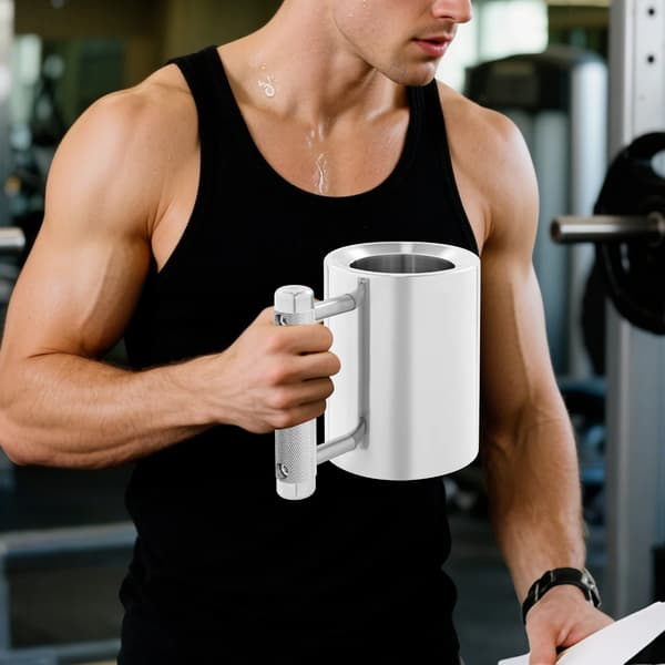 Fitness Krus, Rustfrit Stål, Multifunktionelt Design,Sølv, 300ml