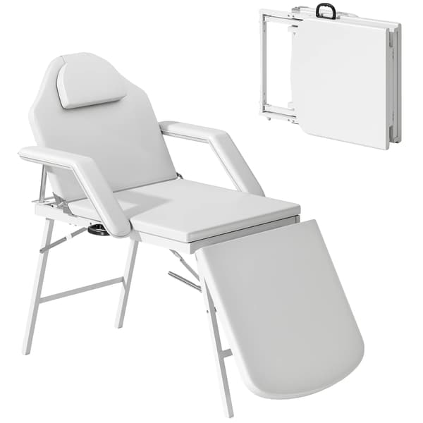 Massagebord, Justerbart Ryggstöd, Bärbar Design, VIT
