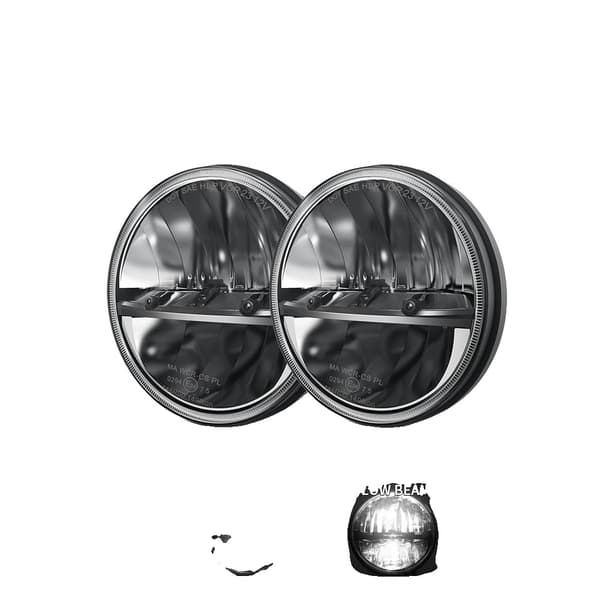 7 Tum LED-strålkastare, Vattentät, Stötsäker,Vit med gul, 2PC