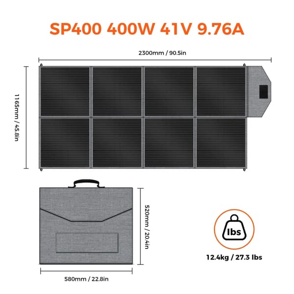 Solpanel, Bärbar Fällbar Design, Hög Effektivitet,SP400 400W