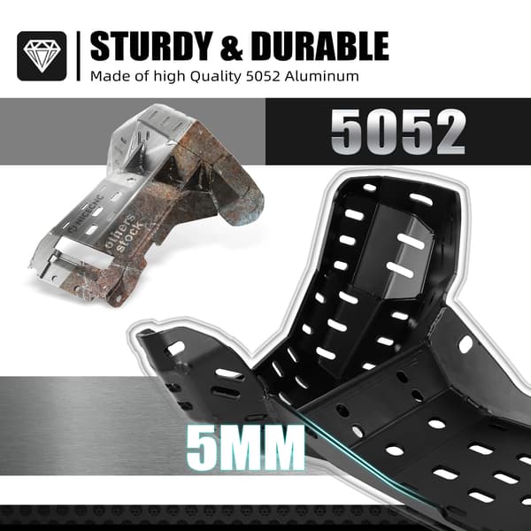 Skidplade, 5052 Aluminium, Letvægtsdesign,Sort