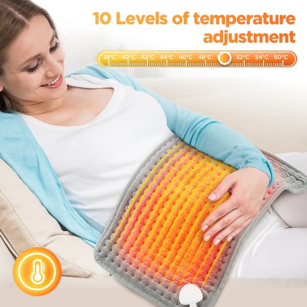 Varmepude, 10 temperaturindstillinger, blødt mikrofiber materiale,EU-stik