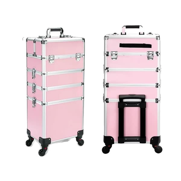 Makeup Trolley Case, Rummelige Rum, Holdbart Metaldesign,914MK-4C-PINK