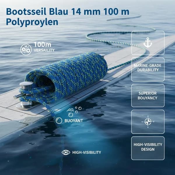 Polypropenrep, 1275 kg brottlast, flätad konstruktion,Blå