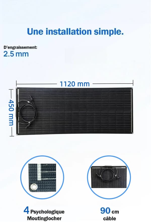 Solpanel, Hög Effektivitet, Flexibel Design,ETFE100W   1PC