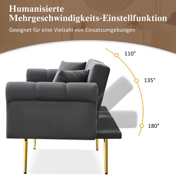 Soffa Säng, Sammet Material, Bredd Mindre än 2000mm, Justerbart Ryggstöd, Stöder över 150 kg, Ergonomiskt Skum
