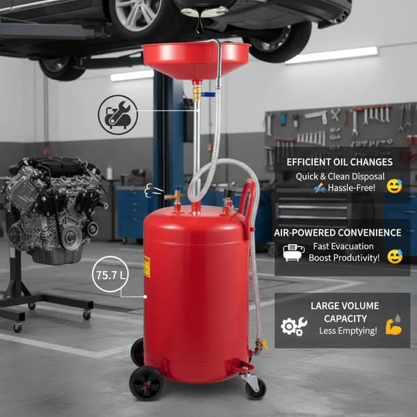 Oljedräneringstank, 80L kapacitet, bärbar design, armégrön