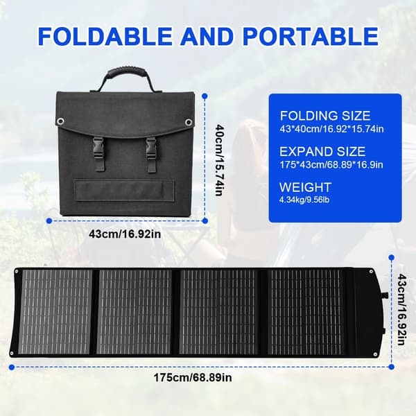 Solpanel, Bärbar Design, Vattentät Effektivitet,svart