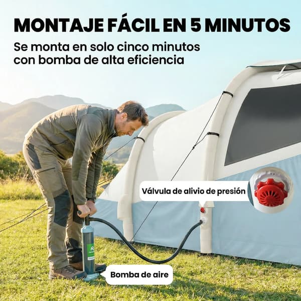 Campingtält, Två Rum, Snabb Uppställning, Blå