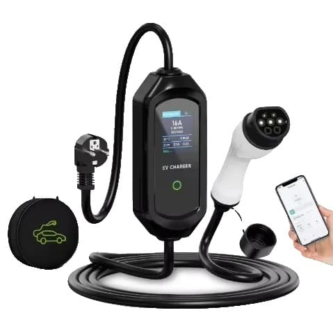 EV-lader, Justerbar Strøm, Smart App Kontrol,Mørk Grå