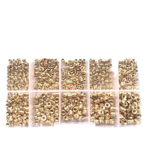 Indsæt møtrik, messingmateriale, rillet design,M2 M2.5 M3 (500PCS)