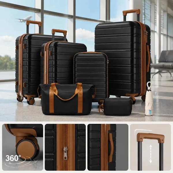 Bagageset, hårdskal, utökningsbar, hållbart ABS-material,1