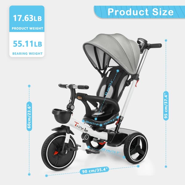 Barntrike, 5-i-1 Mångsidighet, Justerbara Säkerhetsfunktioner,VIT