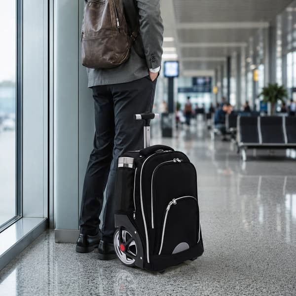 Trolley Rygsæk, 45L Kapacitet, Alsidig 2-i-1 Design,sort