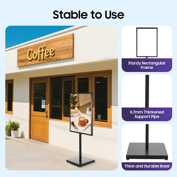 Billboard Stativ, Justerbar Base, Holdbar Jernkonstruktion,sort