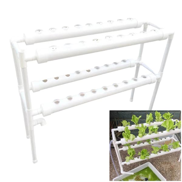Hydroponiskt växtsystem, 2-nivådesign, 36 planteringshål,VIT