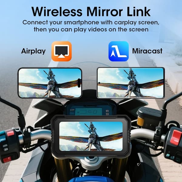 Motorcykel Navigationsdisplay, Vandtæt, Dual Bluetooth Forbindelse,6,25 tommer