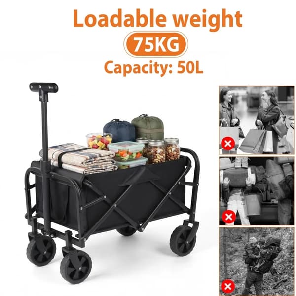 Campingvagn, 75KG kapacitet, snabb vikdesign,All-Terrain Beach Wagon
