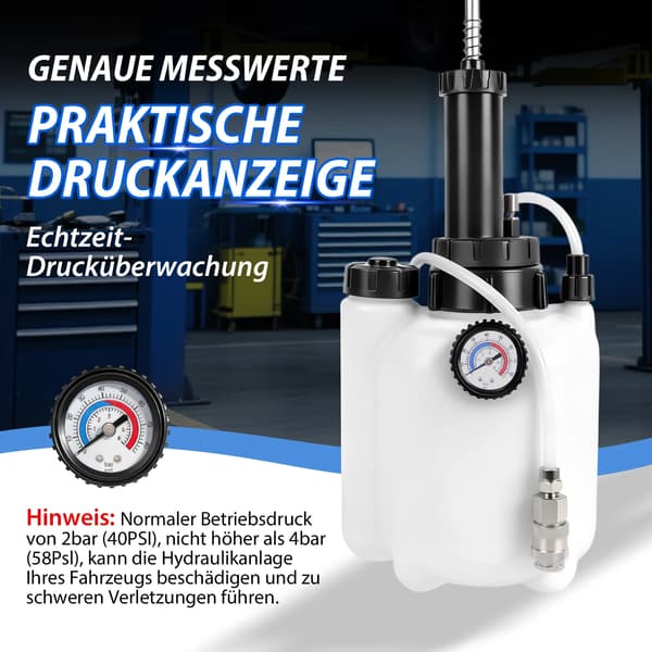 Bromsvätskeventilationsverktyg, 3-liters kapacitet, manuell drift,VIT