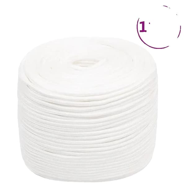 Seil, Flettet Polyester, Holdbar 100 m Længde,HVID