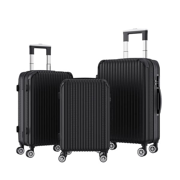 Bagageset, Hållbart ABS-material, 360 ° Svänghjul,Svart-stilA