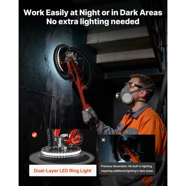 Gipspladesliber, 5 variable hastigheder, integreret LED-lys,850W