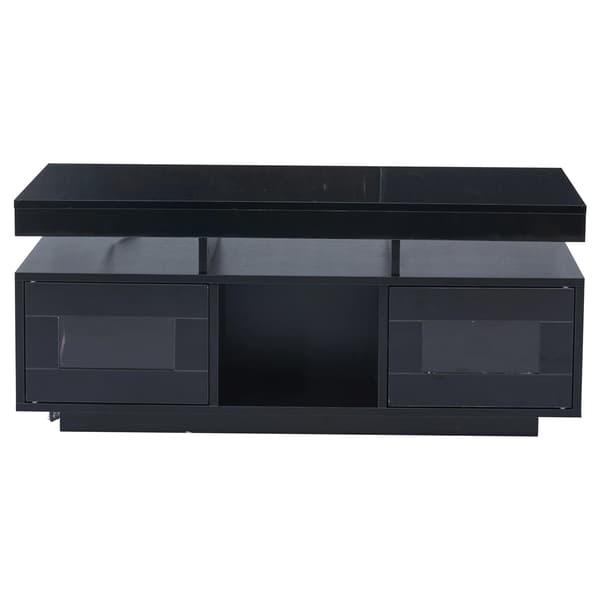 Cafébord, App-Styrede LED-Lamper, Multifunktionelt Design,sort