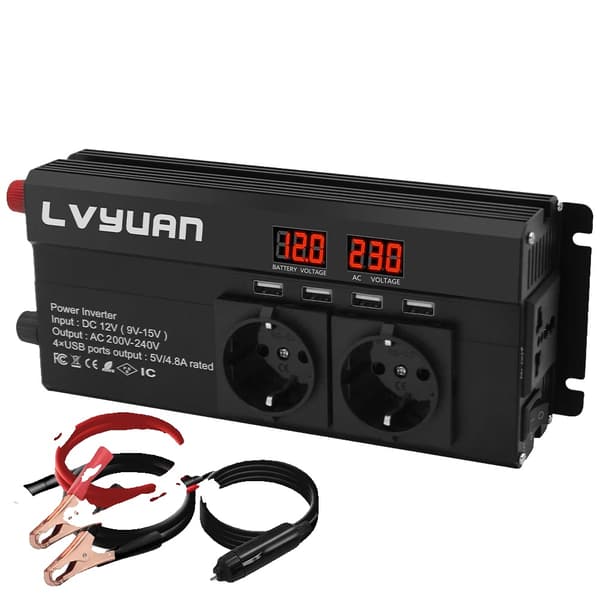 Strømomformer, 6000W spidseffekt, USB-udgang,12V 50Hz EU