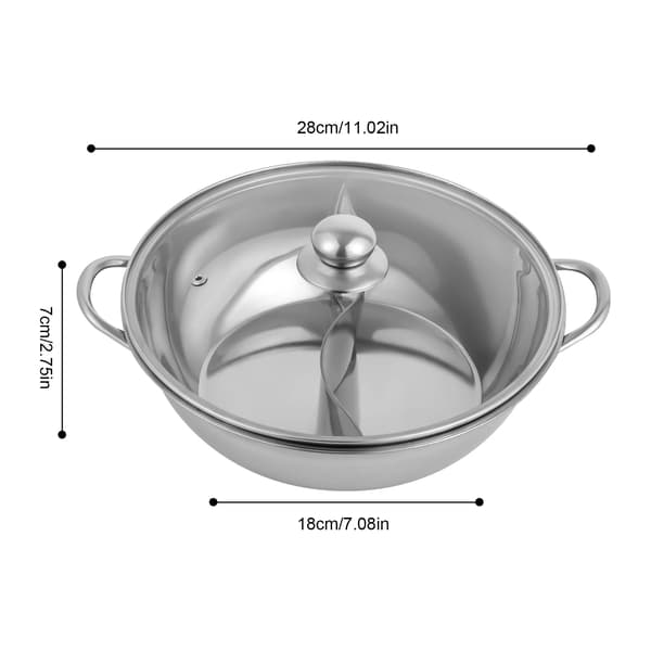 Hot Pot, Dubbelavdelning, Hållbart Rostfritt Stål,28CM
