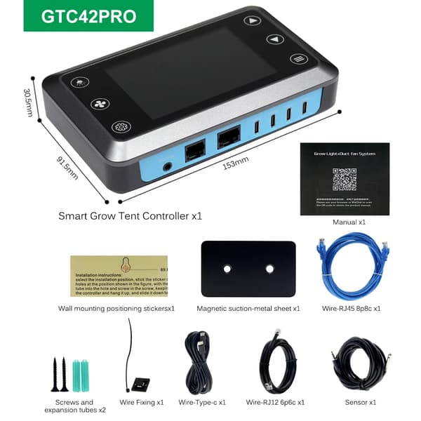 Væksttelt Controller, Smart Multi-Task Display, Alsidig Forbindelse,GTC42Pro