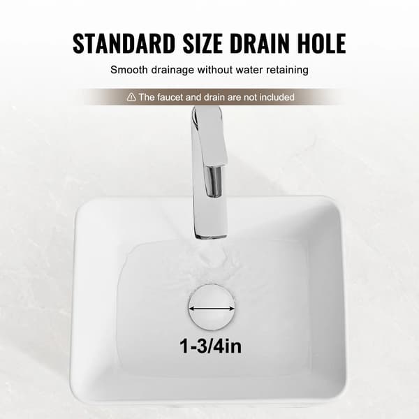 Fartygsink, Rektangulär Keramik, Effektiv Avrinning,19x14.7 in