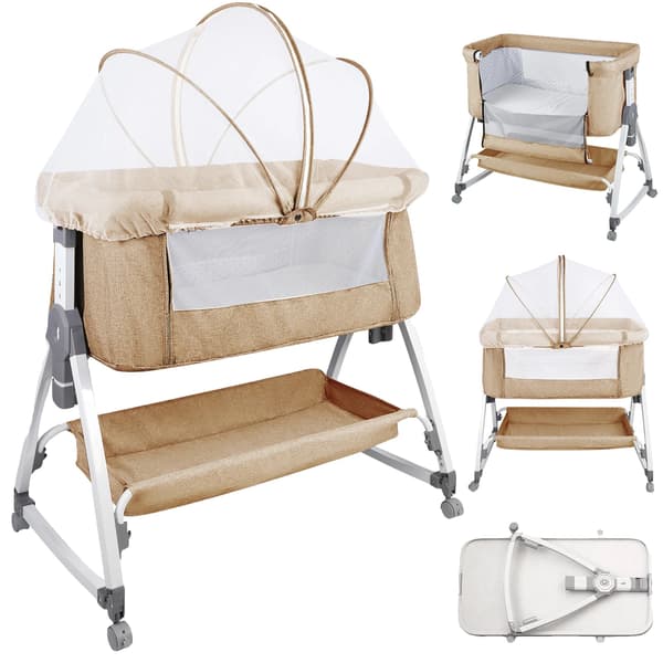 Babyseng, Bærbar, Justerbar Højde,Beige