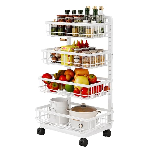 Förvaringsvagn, Slim Design, Hållbar Stål Konstruktion,VIT