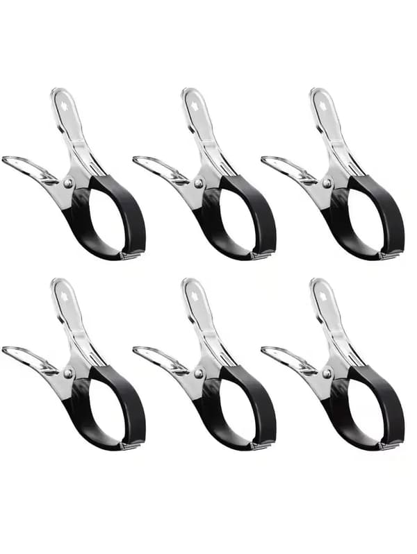 Poolöverdrag Clips, Rostfritt Stål, Pålitligt Grepp,6PCS Svart
