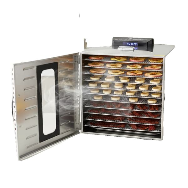 Madtørrer, 1000W, 12 Bakker, Temperaturinterval 30-90℃, Tidsinterval 0-24T, Rustfrit Stål Konstruktion
