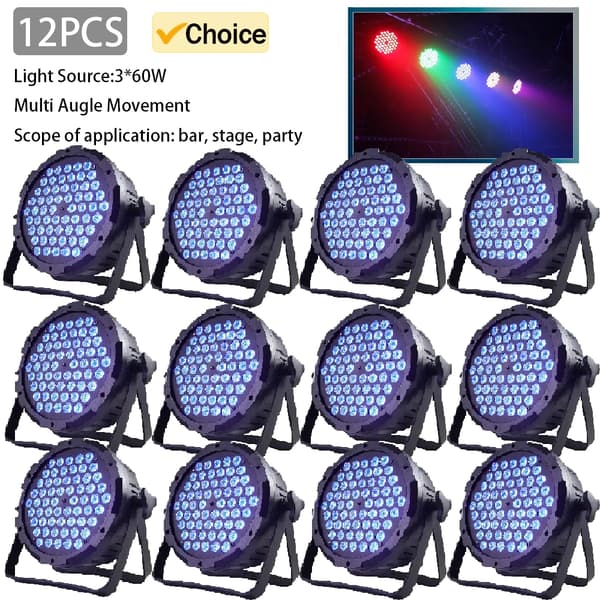 Scene Belysning, RGB Farveskift, Lydaktiveret Kontrol,Chergit 12PCS 60LED, EU Stik