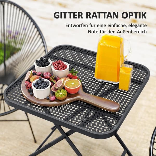 Trädgårdsbord, Fällbar Design, Väderbeständig Stål,Svart
