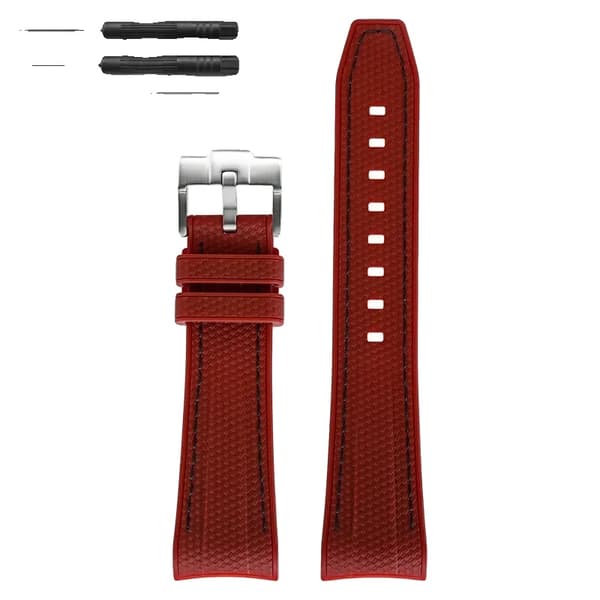 Urrem, Flydende Silikone Materiale, Holdbar Rustfrit Stål Spænde,22mm, Mørk rød sort