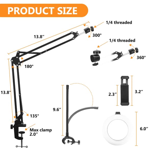 Telefonstativ, Overhead Design, Justerbar Arm,A