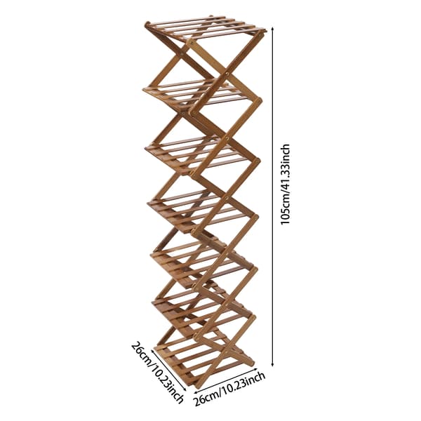 Sko Rack, 7-Lag, Pladsbesparende Design,Brun