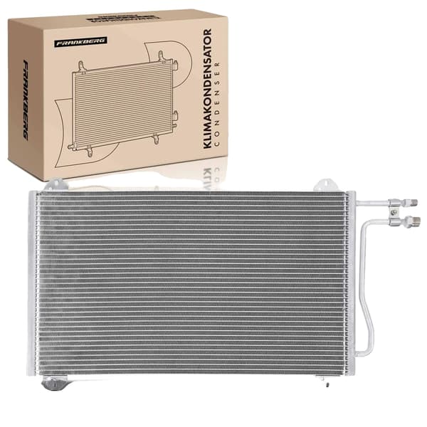 Kondensor Luftkonditionering, Längd 650 mm, Bredd 378 mm, Djup 16 mm, Inlopp Diameter 14,5 mm, Utlopps Diameter 8,6 mm