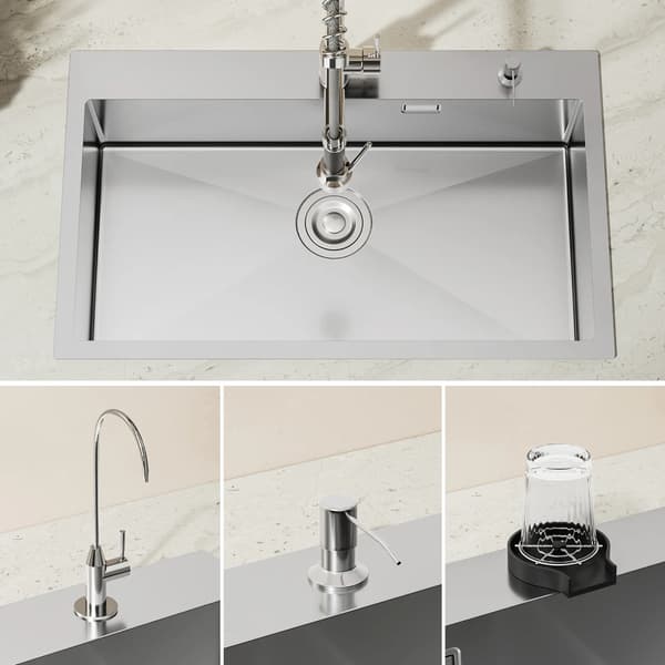 Køkkenvask, Rustfrit Stål Konstruktion, Pladsbesparende Drænsystem,Chrome 75 x 45 cm